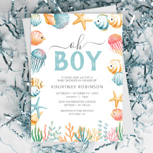 Invitation Sous le Baby shower de la mer Oh Boy