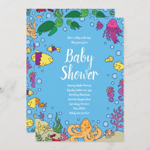 Invitation Sous le Baby shower de la mer Poisson Océan