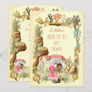 Invitation Sous le Baby shower de la princesse de la sirène e