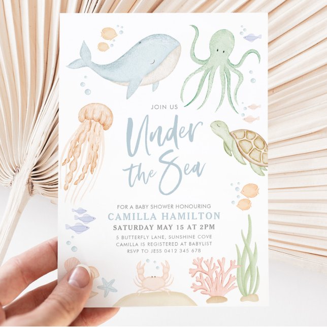 Invitation Sous le Baby shower de mer Ocean Animals Boy (Under The Sea Baby Shower || MATCHING ITEMS AVAILABLE )
