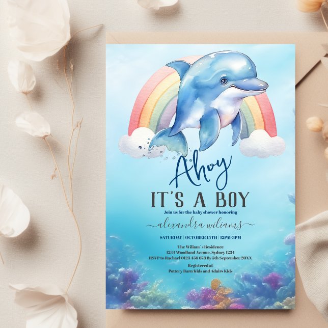 Invitation Sous le Baby shower de mer Ocean Animals Boy (Créateur téléchargé)