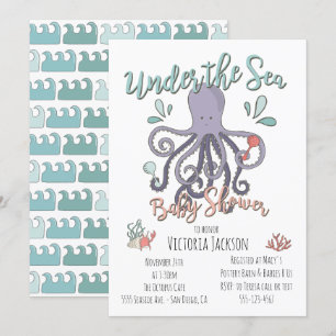Invitation Sous le baby shower de poulpe de mer