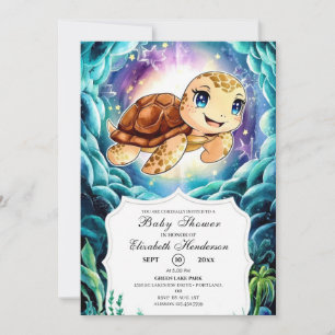 Invitation Sous le Baby shower de tortue Sea Pastel
