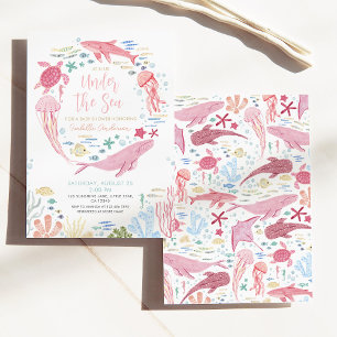 Invitation Sous Le Baby shower Des Baleines De Mer