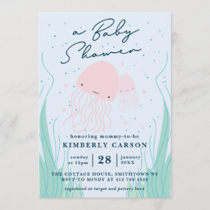 Invitation Sous le Baby shower des méduses marines