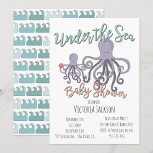Invitation Sous le Baby shower des pieuvres de mer