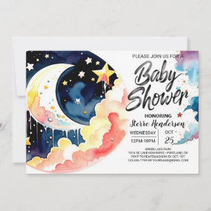 Invitation Sous le Baby shower du ciel nocturne