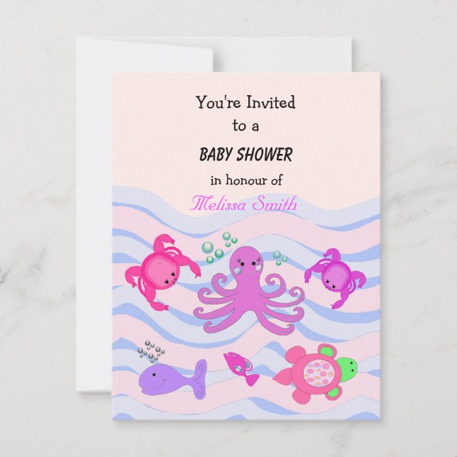 Invitation Sous le Baby shower marin (Devant)