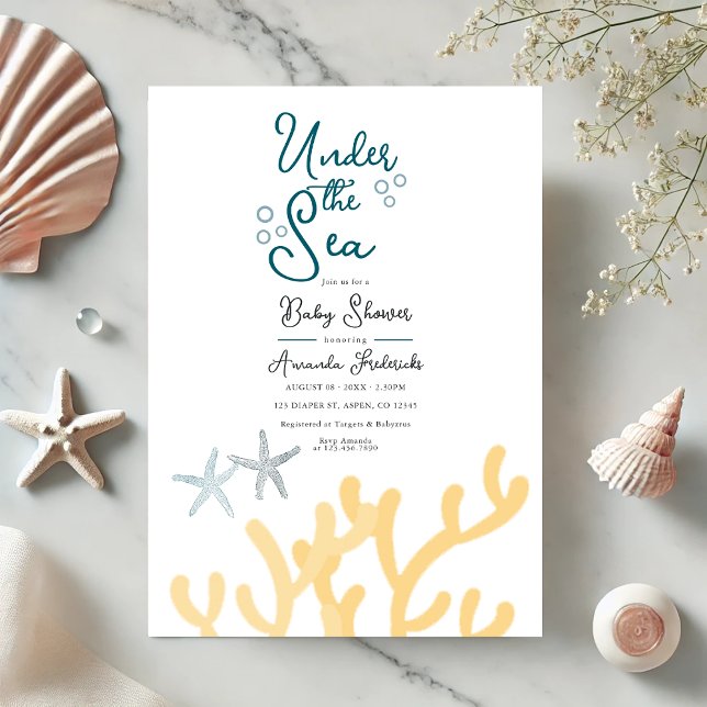 Invitation Sous le Baby shower marin (Under the Sea Ocean themed Baby Shower Invitation)