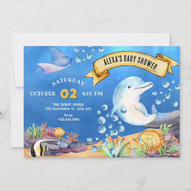 Invitation Sous le baby shower marin (Devant)