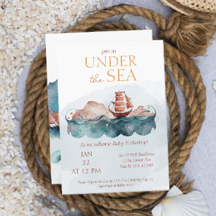 Invitation Sous le Baby shower marin Whimsical Ocean