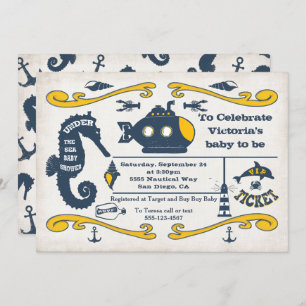 Invitation Sous le baby shower nautique de billet de mer