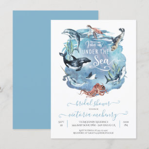 Invitation Sous le Baby shower nuptial de l'aquarelle marine