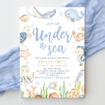Invitation Sous le Baby shower océanique des animaux de mer<br><div class="desc">Sous l'Invitation Baby shower de mer,  Invitation Baby shower de mer,  Modèle de Baby shower nautique,  Baby shower neutre genre,  thème océan.</div>