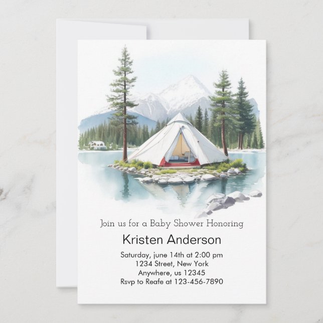 Invitation Sous le Baby shower Pines Adventure Await (Devant)