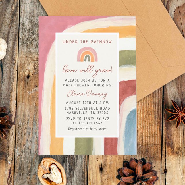 Invitation Sous le Baby shower Rainbow Boho (Créateur téléchargé)