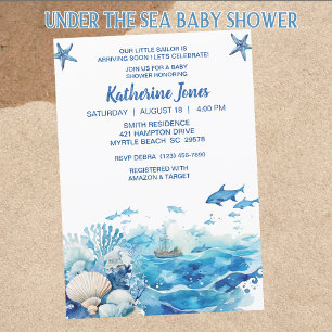 Invitation Sous le Baby shower Sea Boy