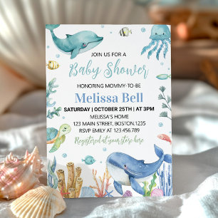 Invitation Sous le Baby shower Sea Cute Ocean Animals