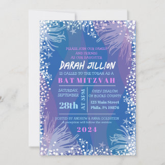Invitation SOUS LE Bat mitzvah D'Eau Océanique