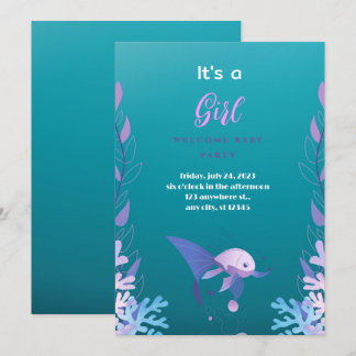 Invitation Sous le bleu de la mer C'est une fille Baby shower