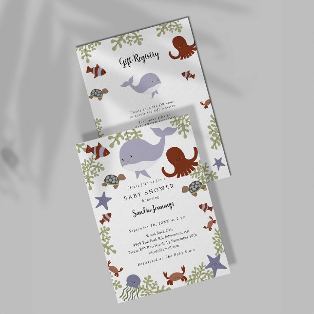 Invitation Sous le code QR du Registre des cadeaux de Baby sh (Créateur téléchargé)