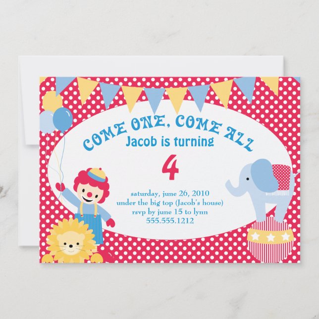 Invitation sous le grand chapiteau - anniversaire d'enfant (Devant)