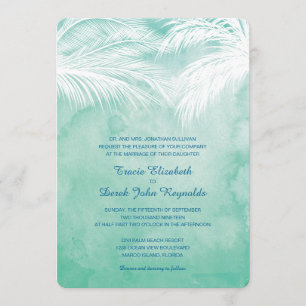 Invitation Sous le mariage d'aquarelle des palmiers