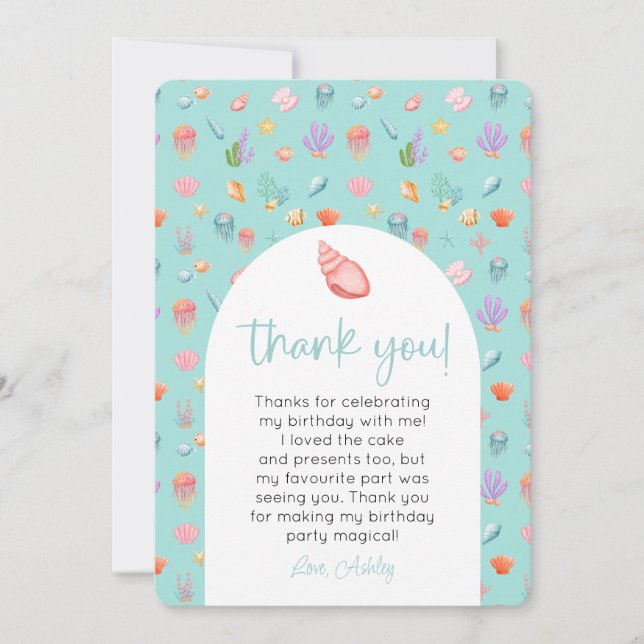 Invitation Sous le Merci photo d'anniversaire de la mer (Devant)