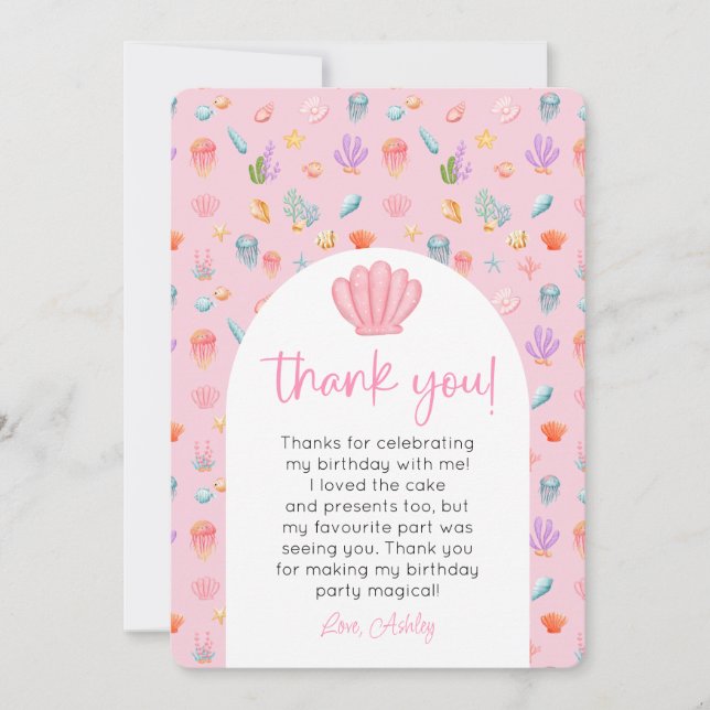 Invitation Sous le Merci photo d'anniversaire de la mer (Devant)