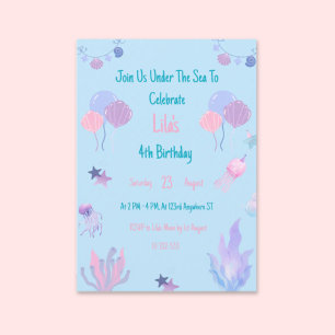 Invitation Sous le parti Anniversaire de enfant à thème marin
