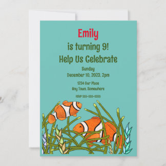 Invitation Sous le poisson clown de mer Anniversaire, Personn