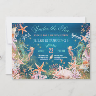 Invitation Sous le Sea Magical Seahorse Anniversaire de enfan
