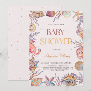 Invitation Sous l'eau aquarelle Baby shower nautique