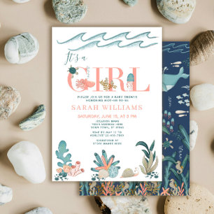 Invitation Sous l'eau aquarelle C'est une fille Baby Shower