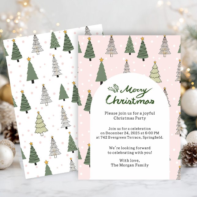 Invitation Sous les arbres enneigés – Fête de Noël (Créateur téléchargé)