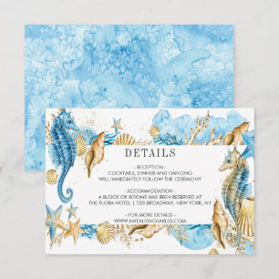 Invitation Sous les détails bleus de mariage d'été d'or de
