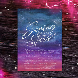 Invitation Sous les étoiles bleu violet soirée photo mariage