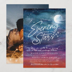 Invitation Sous les étoiles lune soirée photo mariage