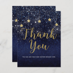 Invitation Sous les étoiles Starry Night Gold Blue Merci