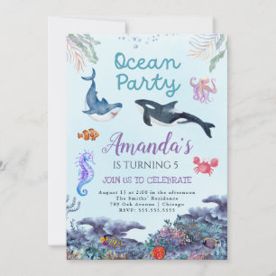 Invitation Sous les filles de la mer Anniversaire
