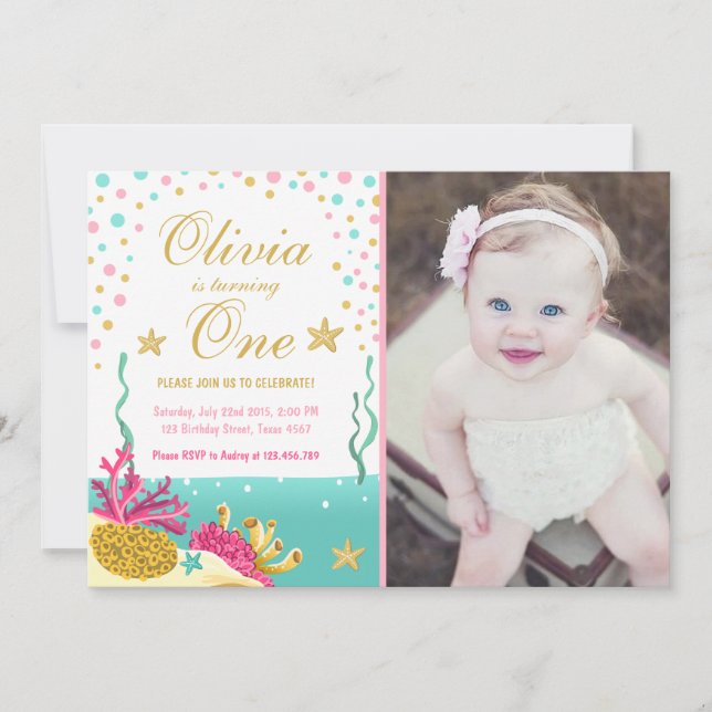 Invitation Sous l'invitation à l'anniversaire du récif de cor (Devant)