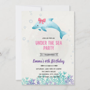Invitation Sous l'invitation d'anniversaire de dauphin de mer