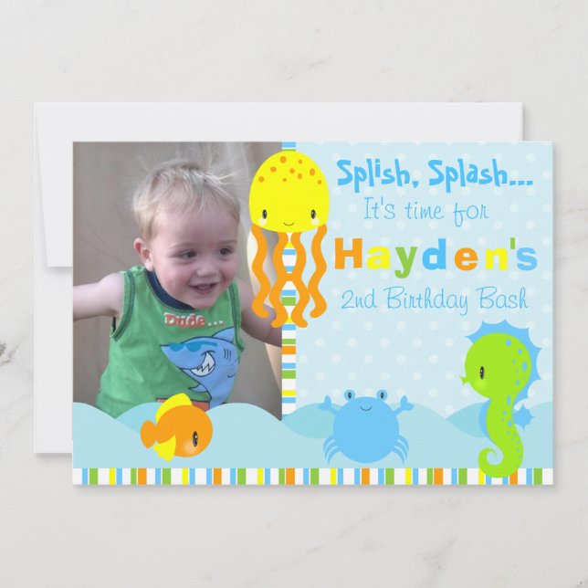 Invitation Sous l'invitation d'anniversaire de mer (Devant)