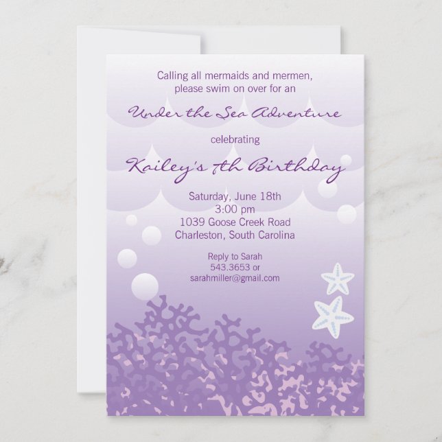 Invitation Sous l'invitation de fête d'anniversaire (Devant)