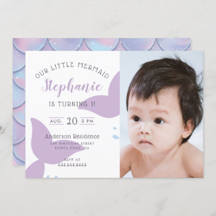 Invitation Sous l'invitation de fête d'anniversaire de sirène