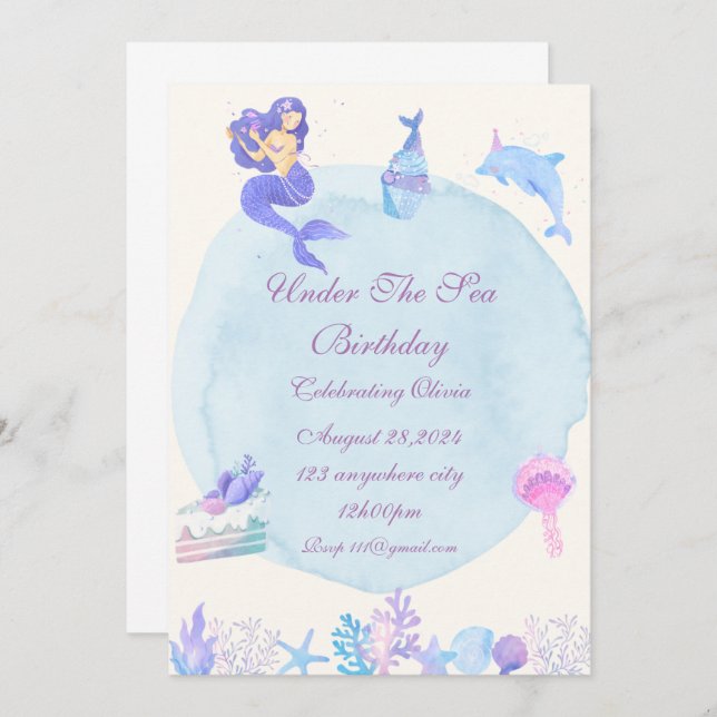 INVITATION SOUS L'INVITATION DE LA FÊTE D'ANNIVERSAIRE DE LA  (Devant / Derrière)