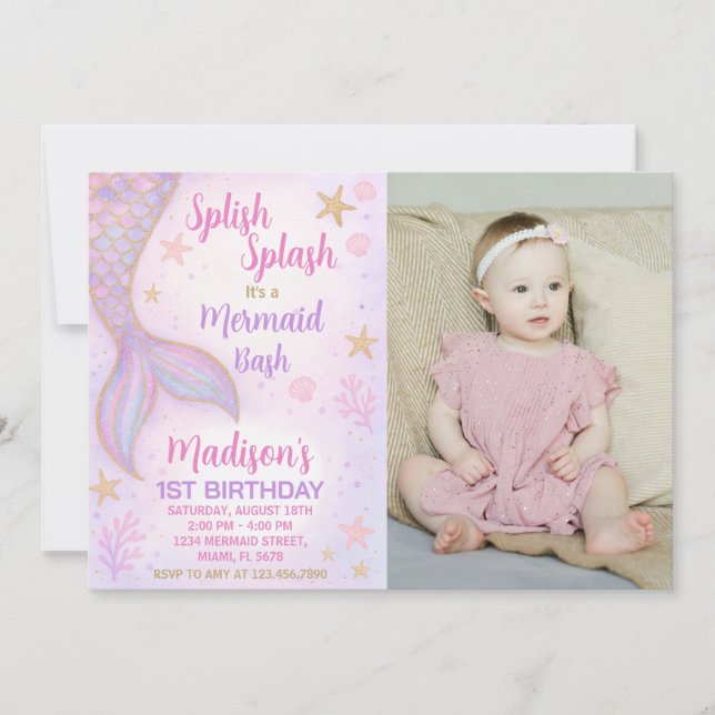 Invitation Sous l'Invitation de Sea Party pour les filles ave (Devant)