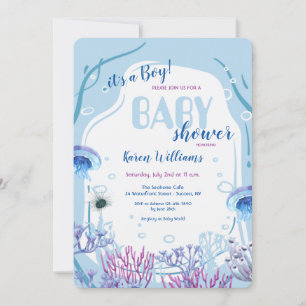 Invitation Sous l'invitation du Baby shower bleu marine
