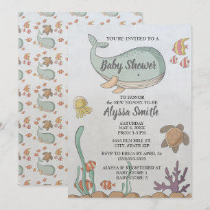 Invitation Sous l'invitation du Baby shower de la tortue de m