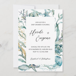 Invitation Sous l'invitation du Baby shower des méduses marin